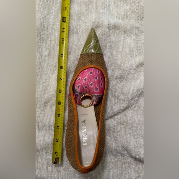 Prada Shoe Textile Green Crocodile Toe Cap Patent Leather Trim - Picture 16 of 16